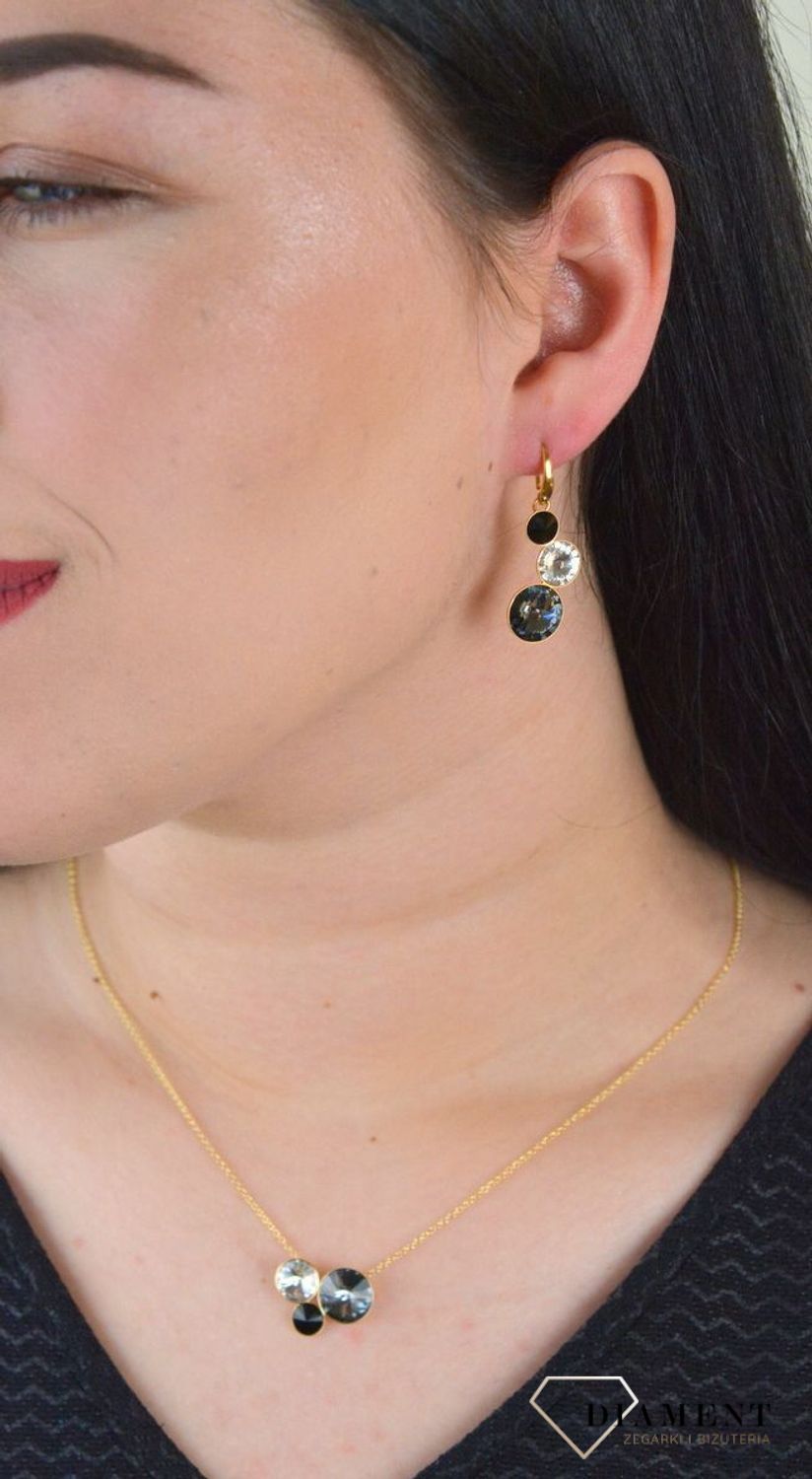 Kolczyki wiszące Spark z Kryształkami Swarovski w czarnym, szarym i białym odcieniu KWG11223SLSS.jpg