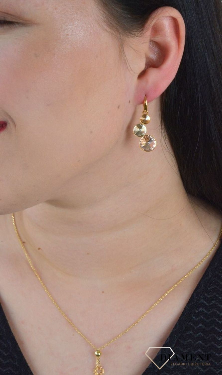 Srebrne kolczyki Lolipop Gold z kryształkami Spark Swarovski KWG11223SNJ.jpg