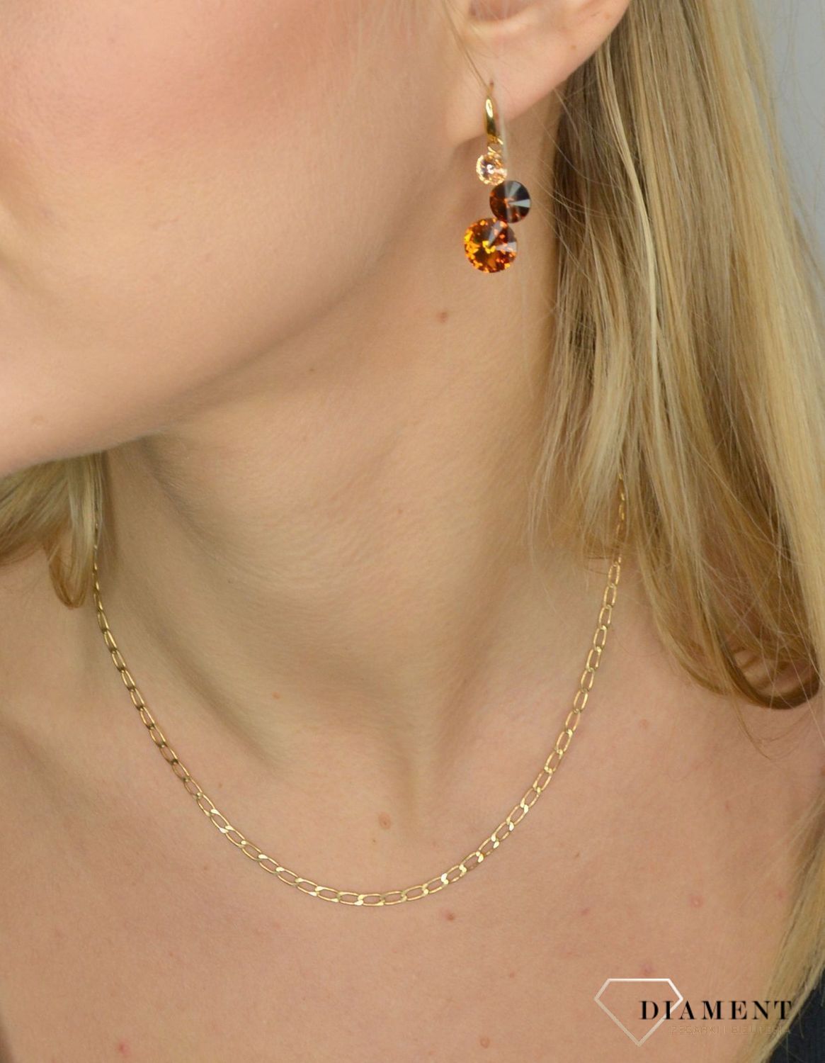 Złote kolczyki Swarovski brąz srebrne KWG11223TST.jpg