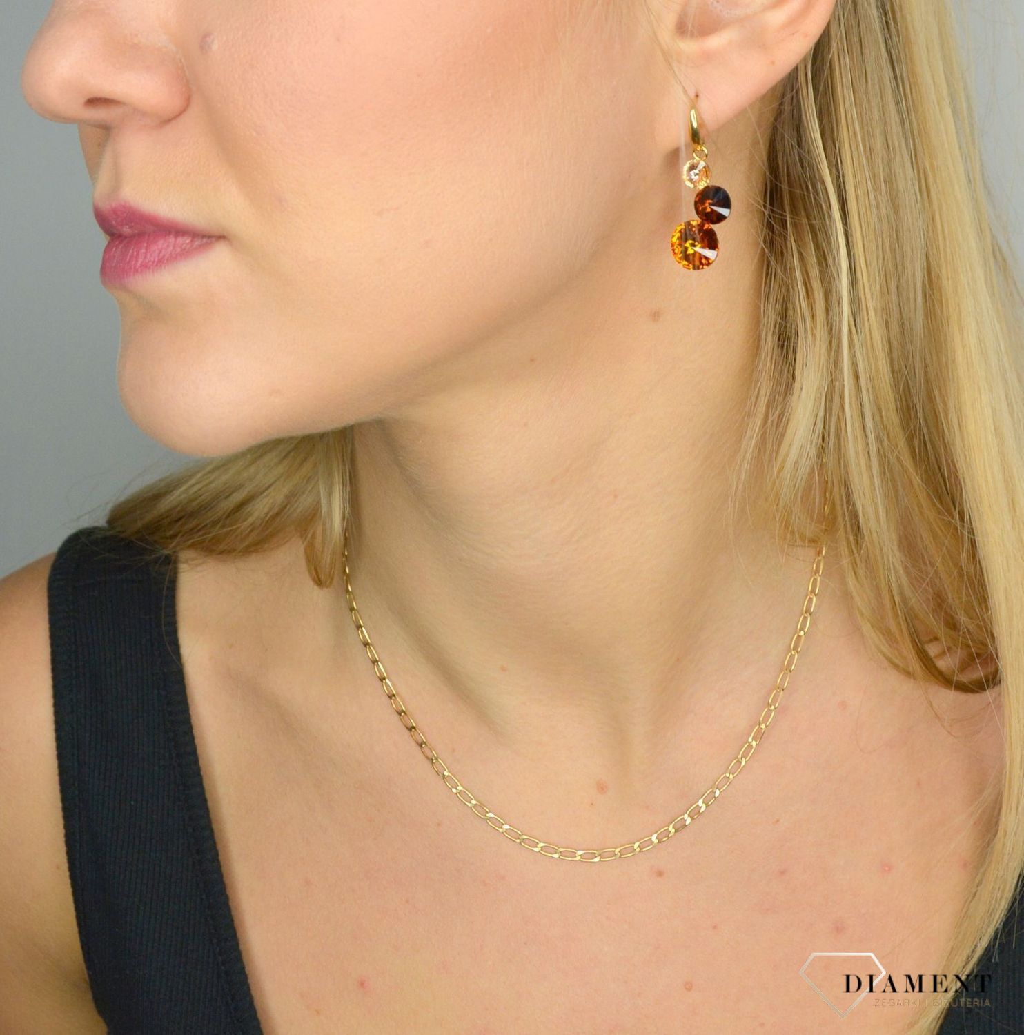 Złote kolczyki Swarovski brąz srebrne KWG11223TST.jpg