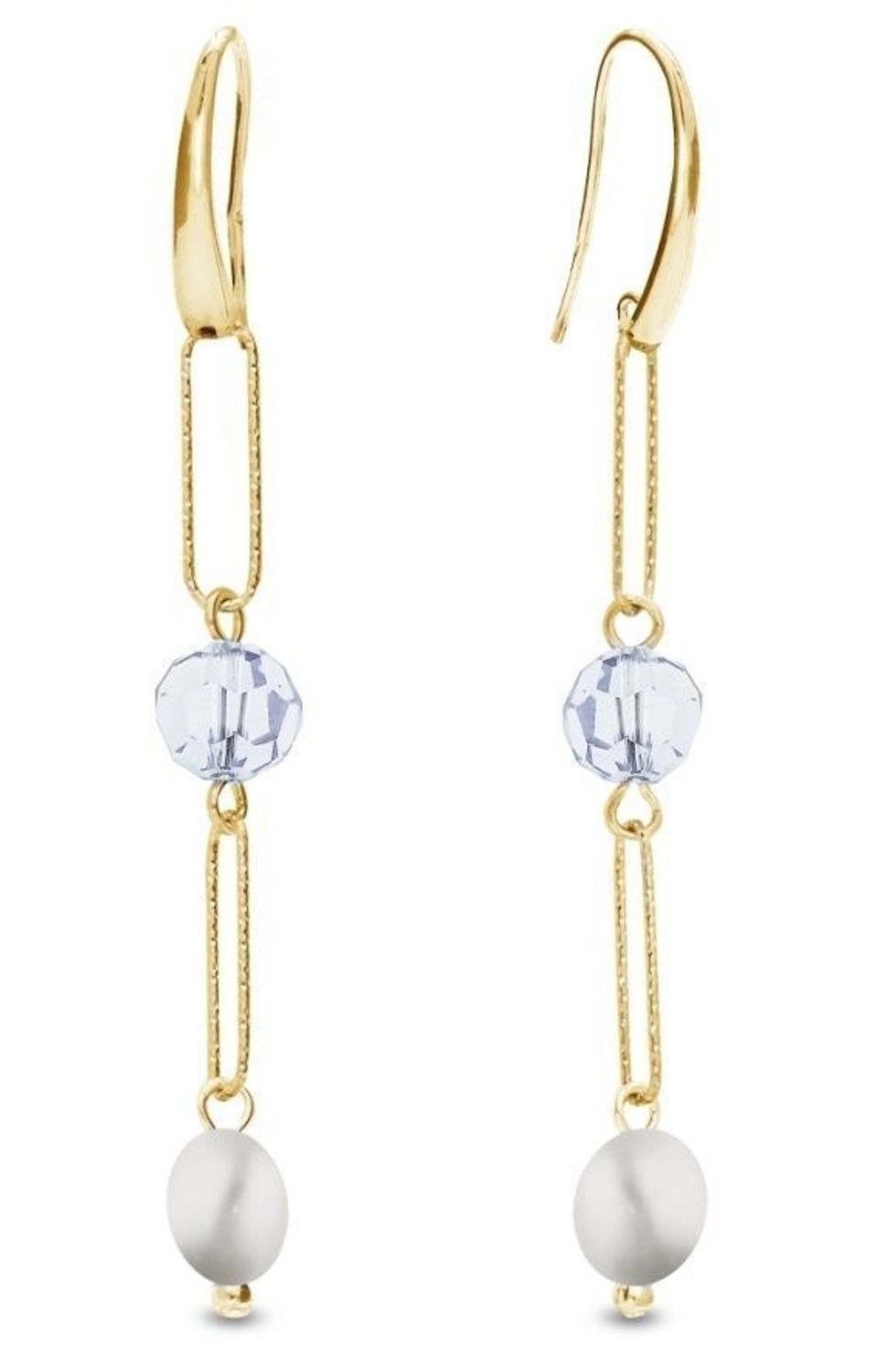 Kolczyki wiszące kryształek z perełką Swarovski Trilliant Crystal White Pearl KWG4706C6W. Kolczyki wiszące Swarovski. Kolczyki wiszące z perłą i kryształem. Kolczyki pozłacane wiszące Swarovsk.jpg