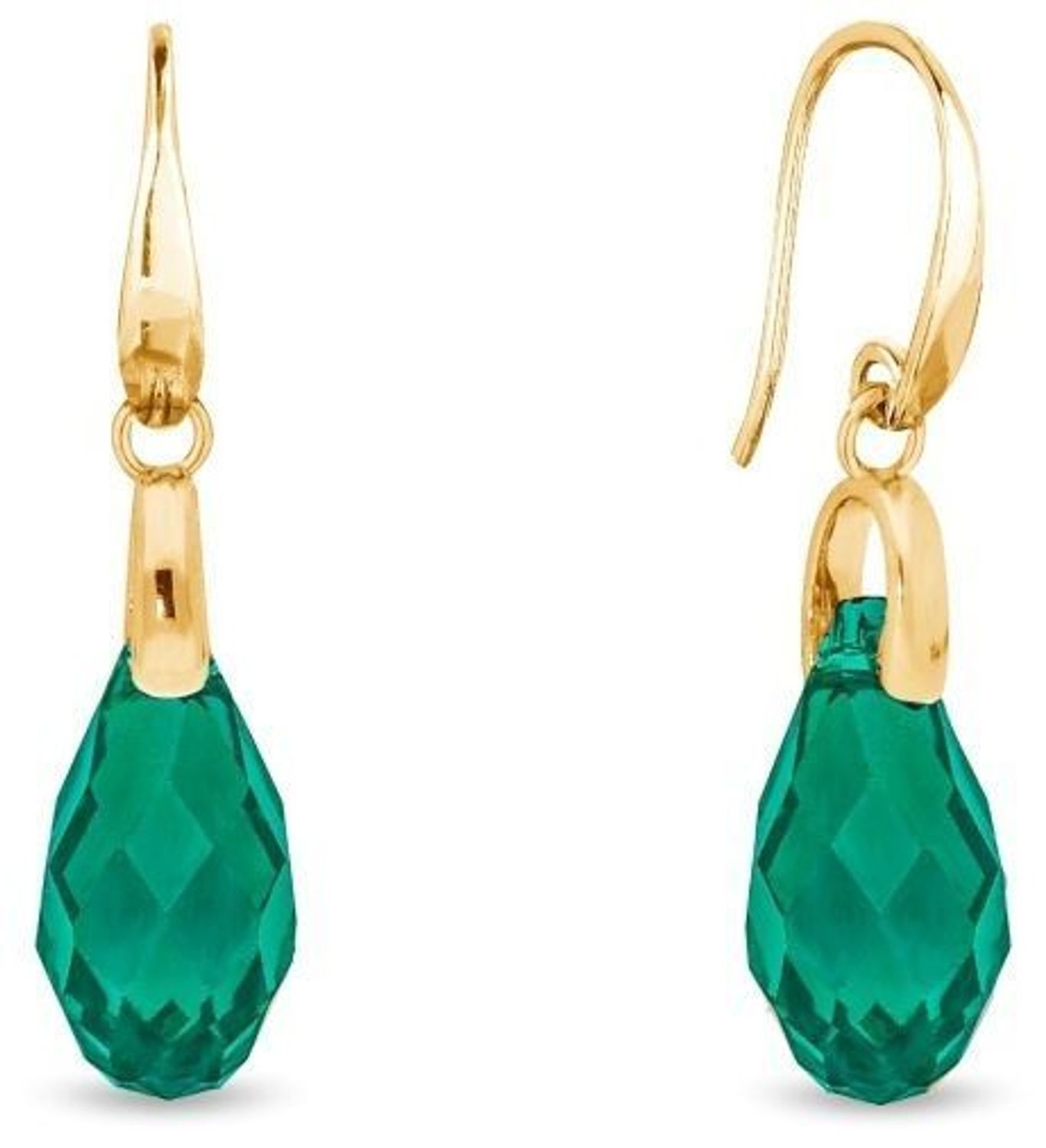 Eleganckie kolczyki Spark Briolette KWG601013MJG z pozłacanego srebra 925, ozdobione austriackimi kryształami w kolorze Majestic Green. Idealne na prezent lub wyjątkowe okazje1.jpg