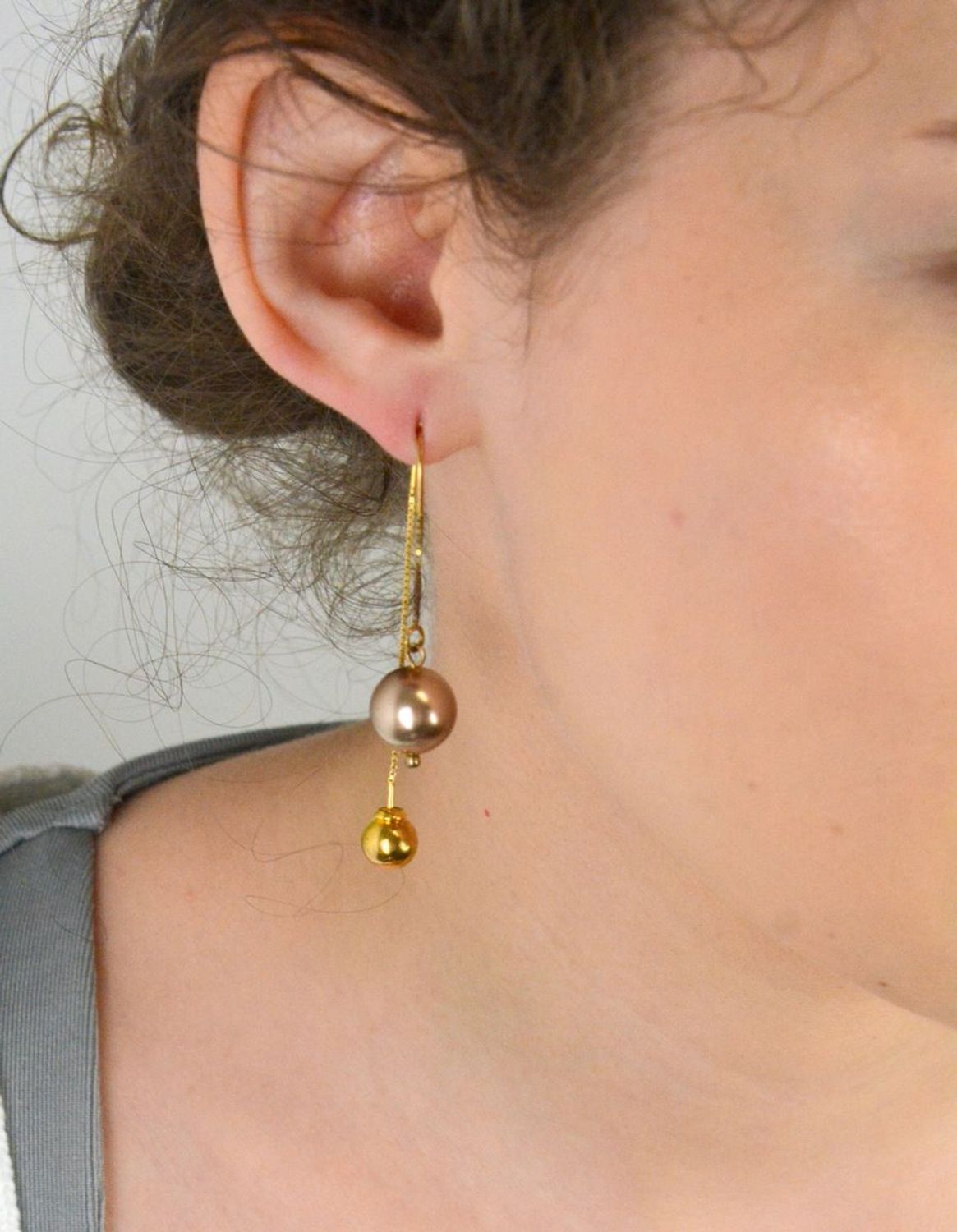 Kolczyki srebrne pozłacane Spark Swarovski Hazen Gold Bronze kryształy Bronze KWKG581012BR.jpg