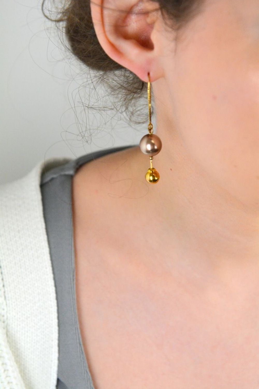 Kolczyki srebrne pozłacane Spark Swarovski Hazen Gold Bronze kryształy Bronze KWKG581012BR.jpg