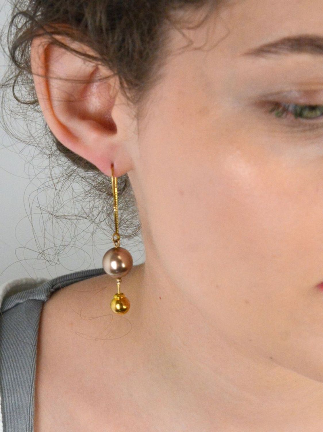 Kolczyki srebrne pozłacane Spark Swarovski Hazen Gold Bronze kryształy Bronze KWKG581012BR.jpg