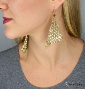 Kolczyk Srebrne Pozłacane Spark Swarovski Chic Golden Shadow KWMESH18GS. Długie kolczyki ozdobione kryształami Swarovskiego (2).JPG