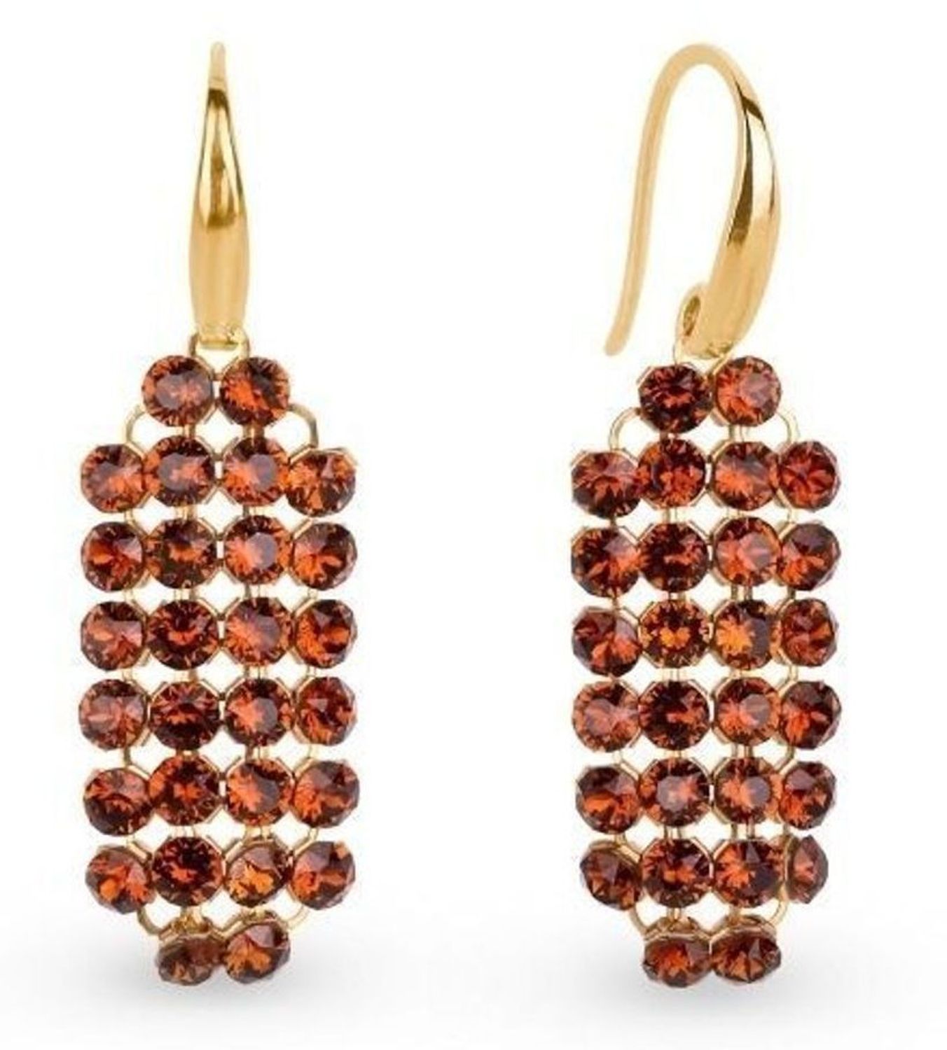 Srebrne kolczyki wiszące Spark Swarovski w kolorze Smoked Topaz KWMESH2ST.jpg