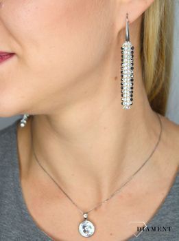 Kolczyki Srebrne Spark Swarovski Classy Crystal Jet Hematite KWMESH4CJ. Długie kolczyki wykonane w nowoczesny sposób w połączeniu dwóch kolorów kryształów (3).JPG