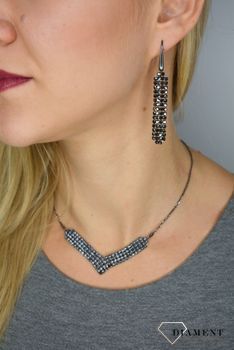 Kolczyki Srebrne Spark Swarovski Classy Jet Hematite KWMESH4H (1).JPG