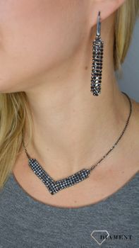 Kolczyki Srebrne Spark Swarovski Classy Jet Hematite KWMESH4H (2).JPG