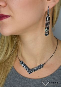 Kolczyki Srebrne Spark Swarovski Classy Jet Hematite KWMESH4H (3).JPG