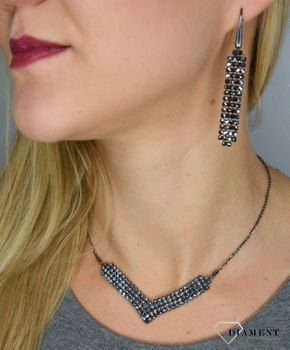 Kolczyki Srebrne Spark Swarovski Classy Jet Hematite KWMESH4H (4).JPG