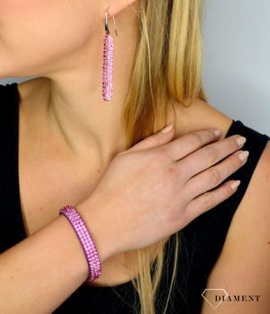 kolczyki w kolorze fuksji z różowymi kryształkami Swarovski  (2).JPG