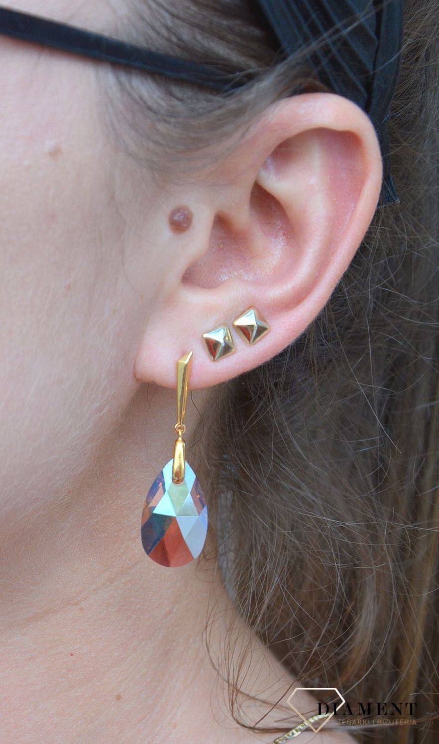 Srebrne kolczyki wiszące Swarovski w kolorze Colorado Topaz Shimmer KWNG610622LCTSH.jpg