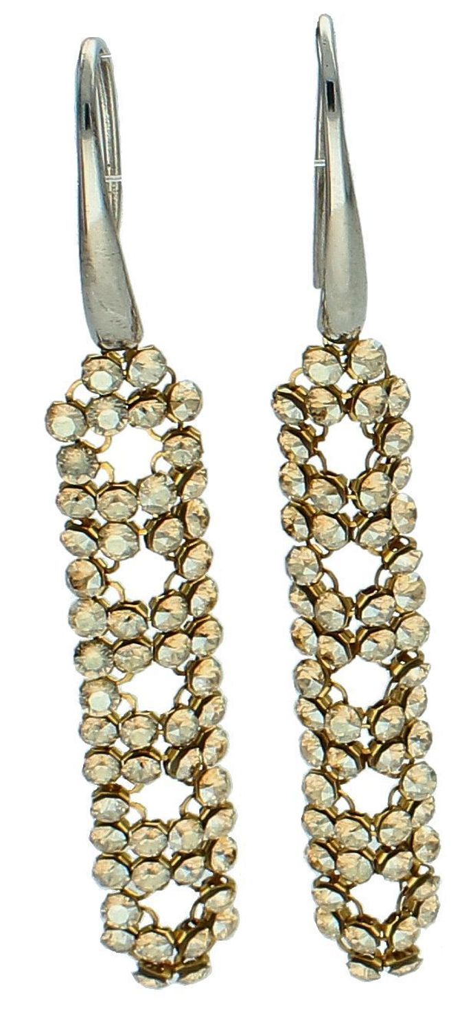 Kolczyki wiszące długie Swarovski Noble Golden Shadow KWOMESH4GS Kolczyki wykonane ze srebra próby 925 oraz ekskluzywnych kryształów Swarovski® crystals w kolorze Noble Golden Shadow1.jpg