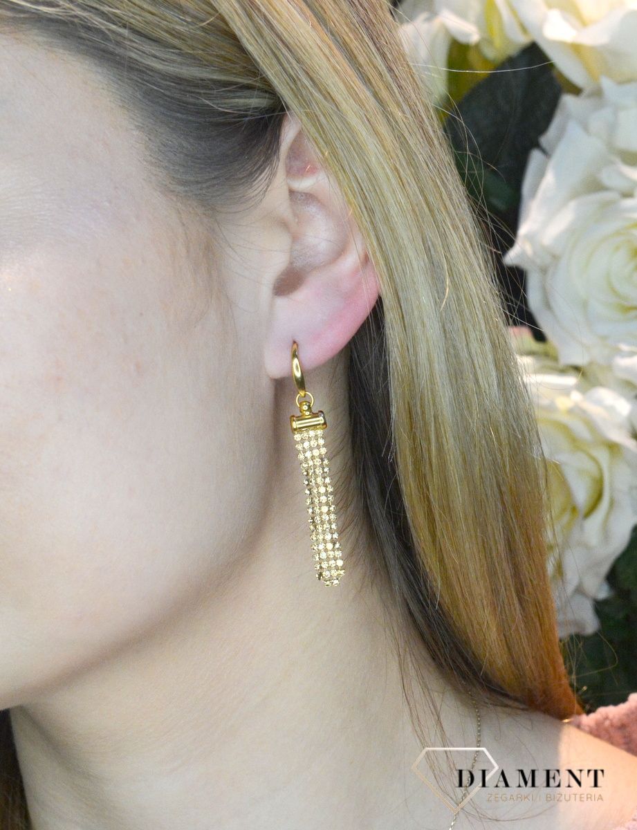 Kolczyki wiszące długie Swarovski Noble Golden Shadow KWTFM4GS. Kolczyki wykonane ze srebra próby 925 oraz ekskluzywnych kryształów Swarovski® crystals w kolorze Noble Golden Shadow. Kolczyki z zapięciem na bigiel..jpeg