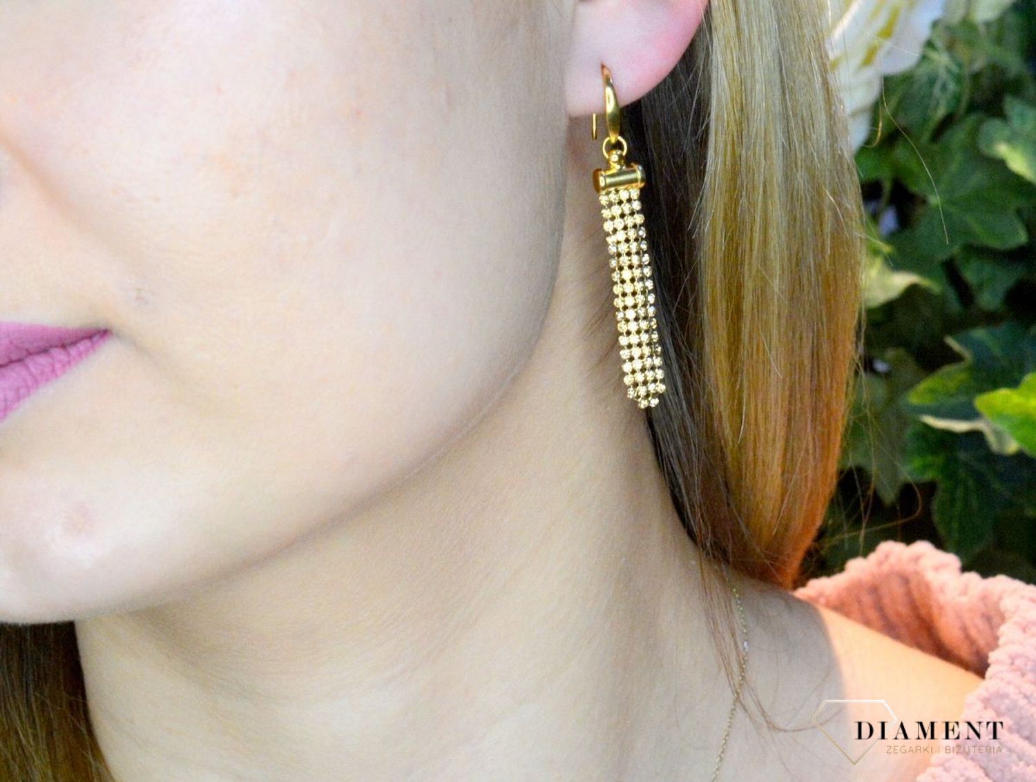 Kolczyki wiszące długie Swarovski Noble Golden Shadow KWTFM4GS. Kolczyki wykonane ze srebra próby 925 oraz ekskluzywnych kryształów Swarovski® crystals w kolorze Noble Golden Shadow. Kolczyki z zapięciem na bigiel..jpeg