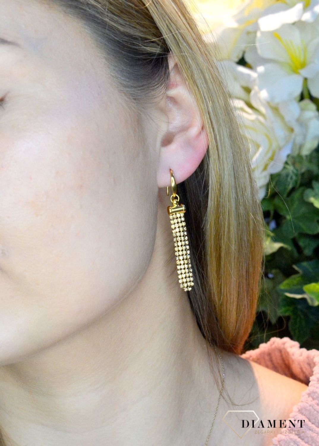 Kolczyki wiszące długie Swarovski Noble Golden Shadow KWTFM4GS. Kolczyki wykonane ze srebra próby 925 oraz ekskluzywnych kryształów Swarovski® crystals w kolorze Noble Golden Shadow. Kolczyki z zapięciem na bigiel..jpeg