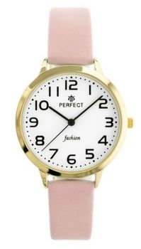 Zegarek Perfect L102G-13 – damski zegarek z białą tarczą, złotą kopertą i różowym paskiem (1).jpg