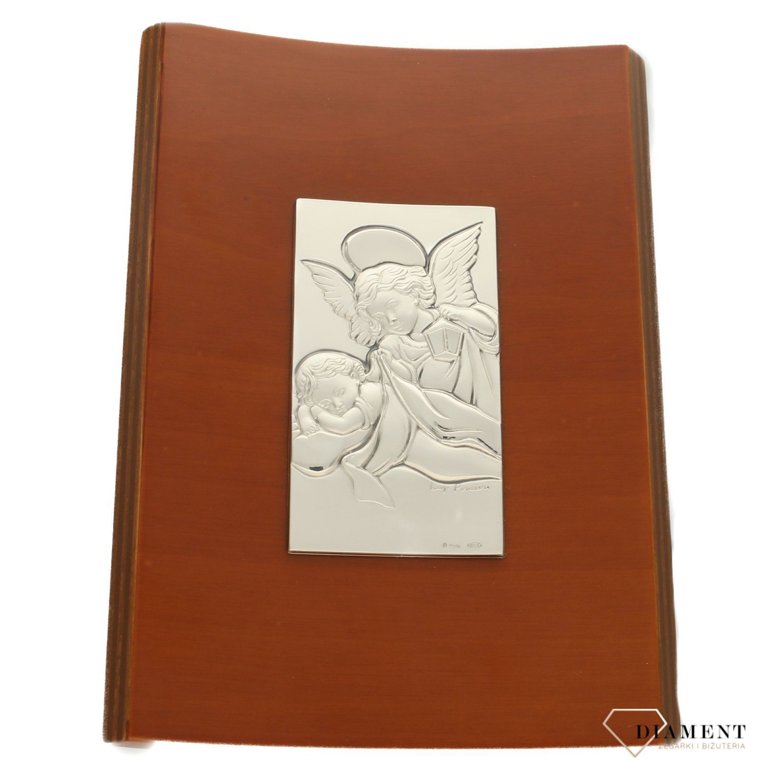 Oryginalny obrazek srebrny w drewnianej ramce- Aniołki (2).jpg