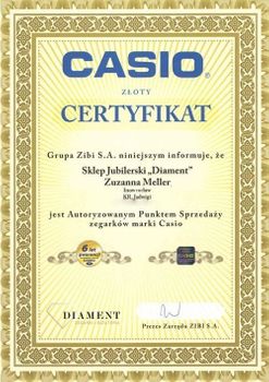 Certyfikat Casio autoryzowany partner casio www.zegarki-diament.jpg