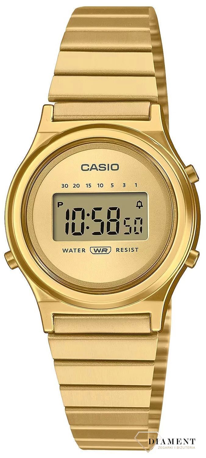 Zegarek damski Casio Vintage złoty LA700WEG-9AEF. Zegarek okrągły Vintage. Zegarki Casio damskie cyfrowe. Zegarek Vintage na prezent dla kobiety. Srebrny zegarek z wyświetlaczem. Złoty zegarek.1.jpg