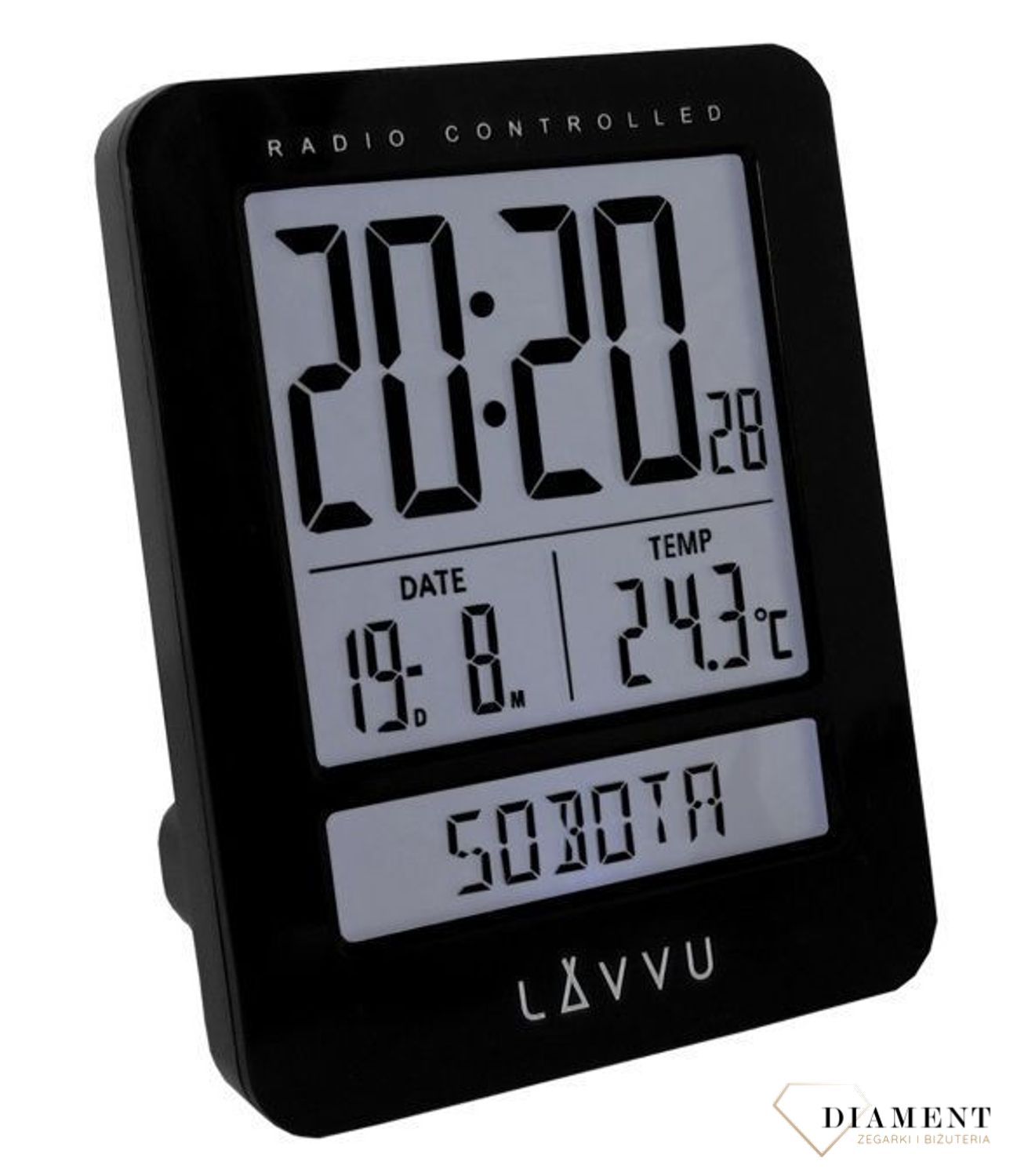 Budzik sterowany radiowo LAVVU czarny LAR0021 (3).jpg