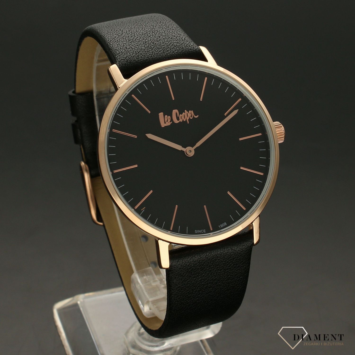 Zegarek męski na czarnym pasku skórzanym 'Prosty klasyk'  LC06951.451.jpg