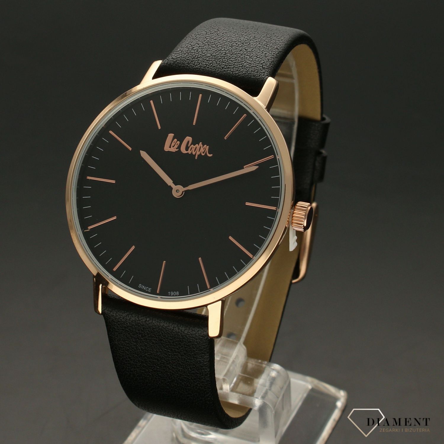 Zegarek męski na czarnym pasku skórzanym 'Prosty klasyk'  LC06951.451.jpg