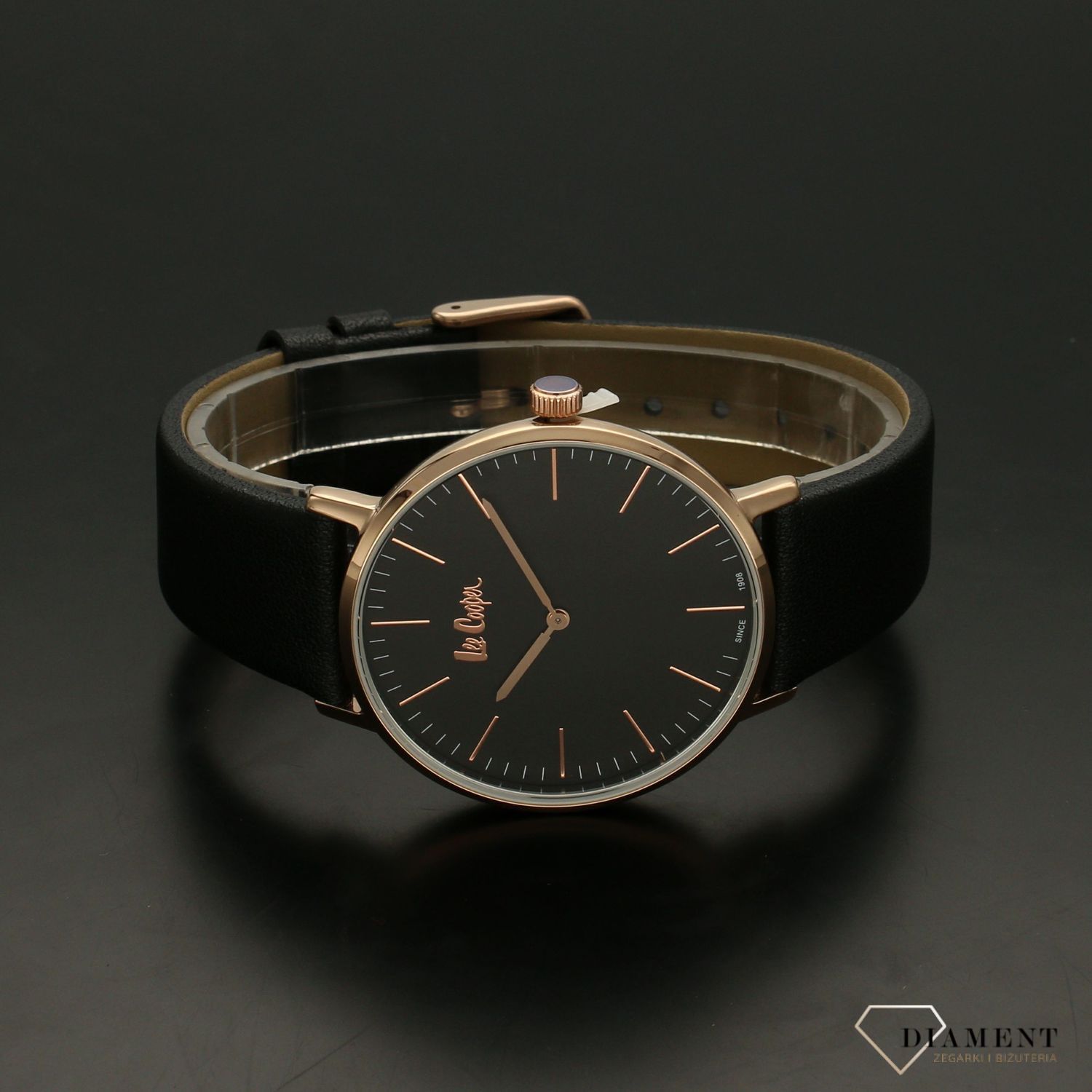 Zegarek męski na czarnym pasku skórzanym 'Prosty klasyk'  LC06951.451.jpg