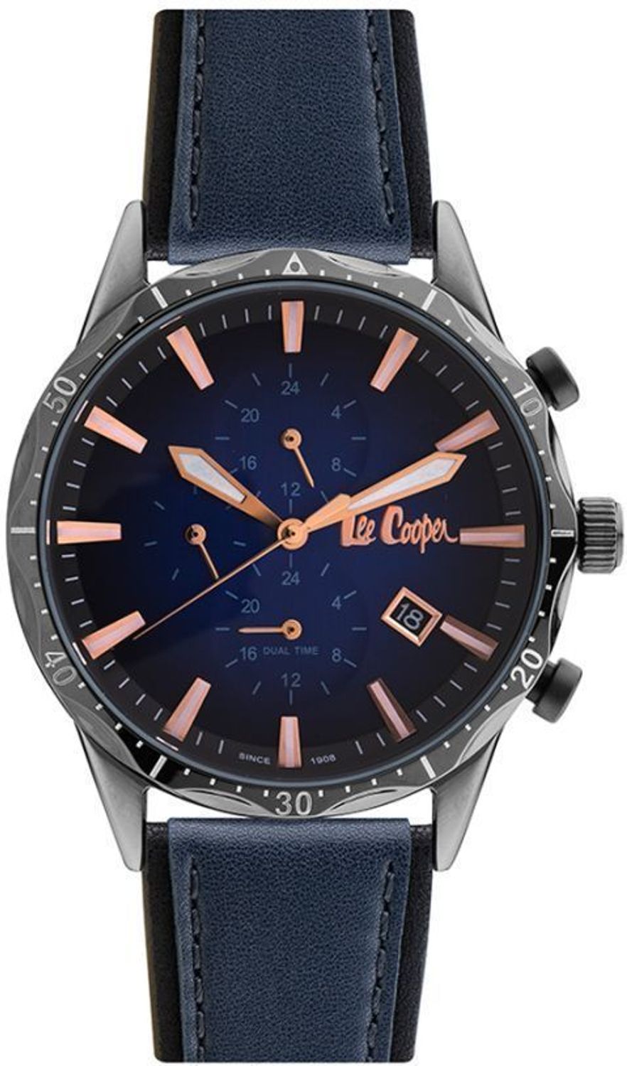 Zegarek męski na niebieskim pasku 'Rose Gold' Lee Cooper LC06957.099.jpg