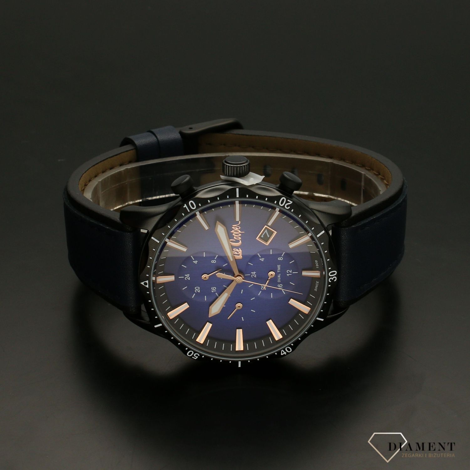 Zegarek męski na niebieskim pasku 'Rose Gold' Lee Cooper LC06957.099.jpg