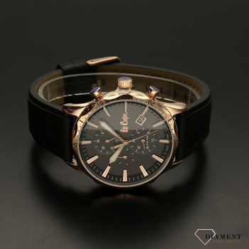 Zegarek męski na czarnym pasku z koperką w kolorze różowego złota Lee Cooper LC06957 (3).jpg
