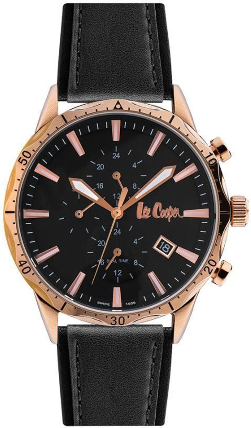 Zegarek męski na czarnym pasku w kolorze różowego złota Lee Cooper LC06957.351.jpg