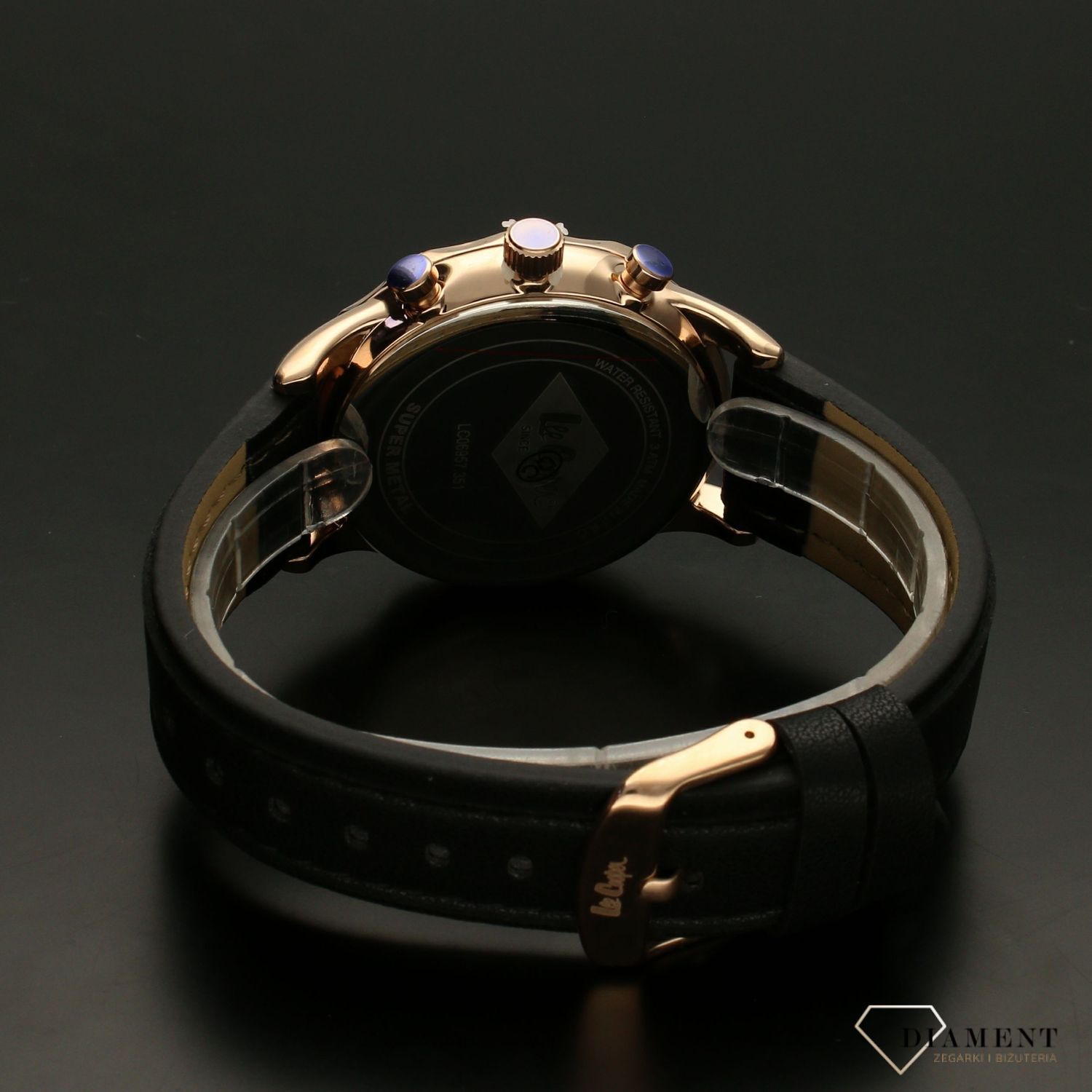 Zegarek męski na czarnym pasku w kolorze różowego złota Lee Cooper LC06957.351.jpg