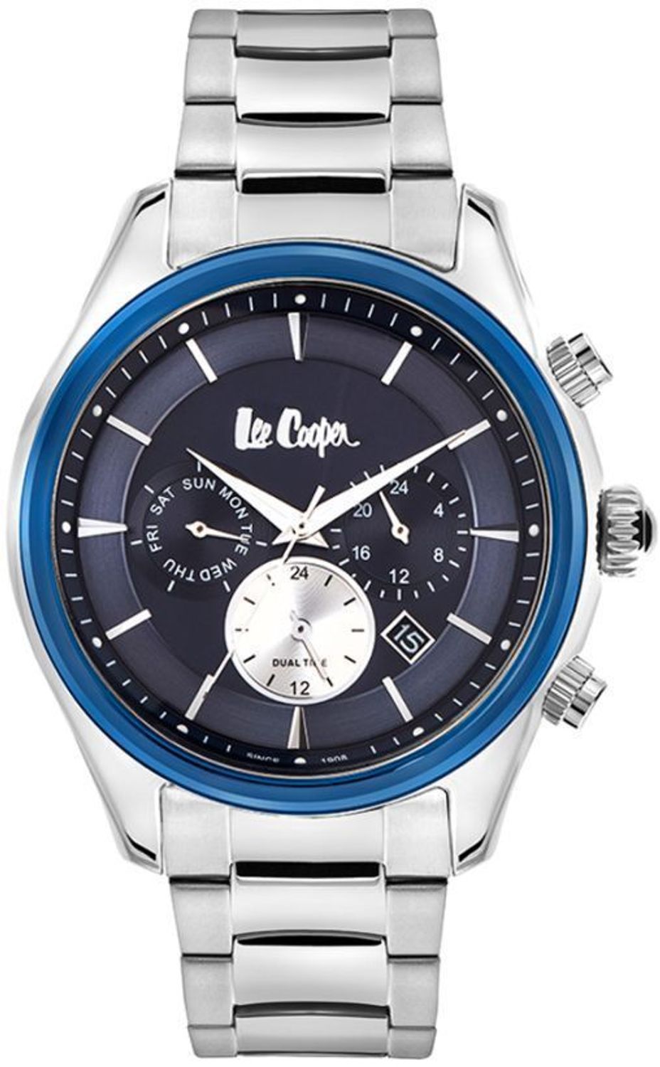 Zegarek męski na bransolecie z niebieską tarczą LC06965.390.jpg