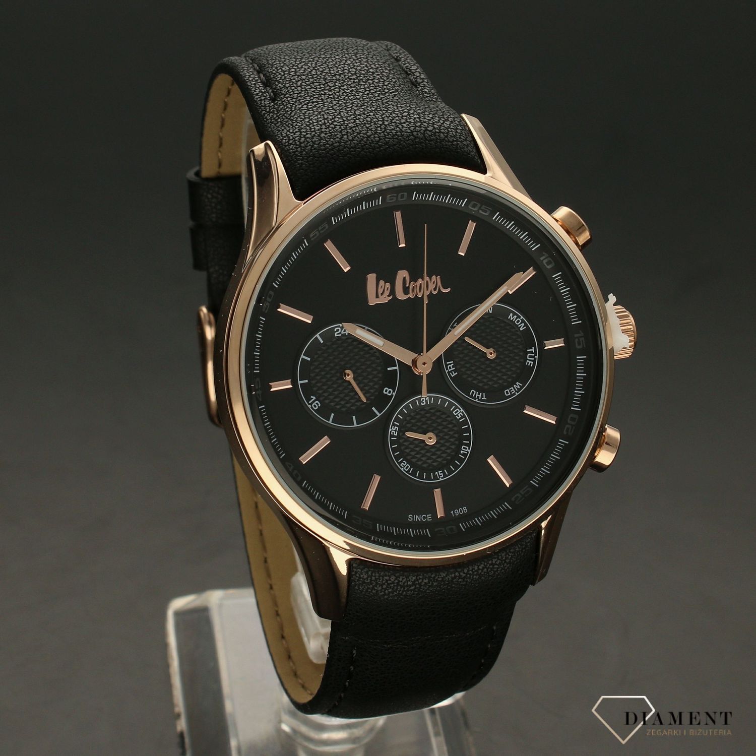 Zegarek męski na czarnym pasku ze złotymi dodatkami LEE COOPER LC06971.451.jpg