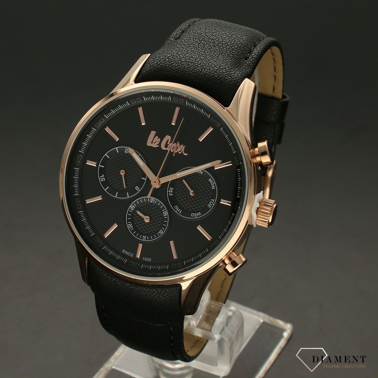 Zegarek męski na czarnym pasku ze złotymi dodatkami LEE COOPER LC06971.451.jpg