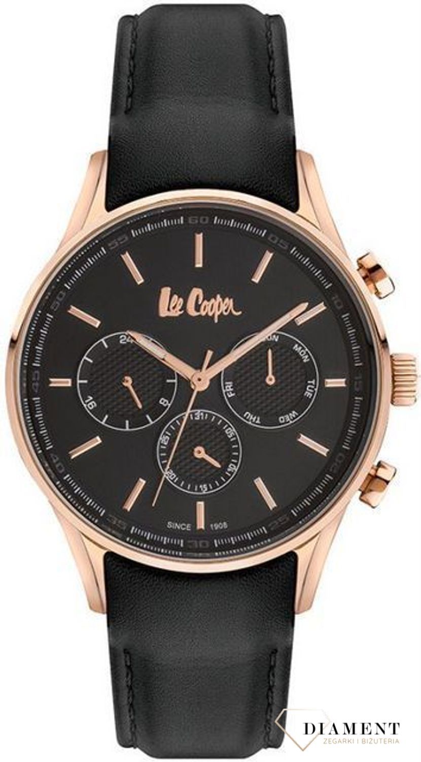 Zegarek męski na czarnym pasku ze złotymi dodatkami LEE COOPER LC06971.451.jpg