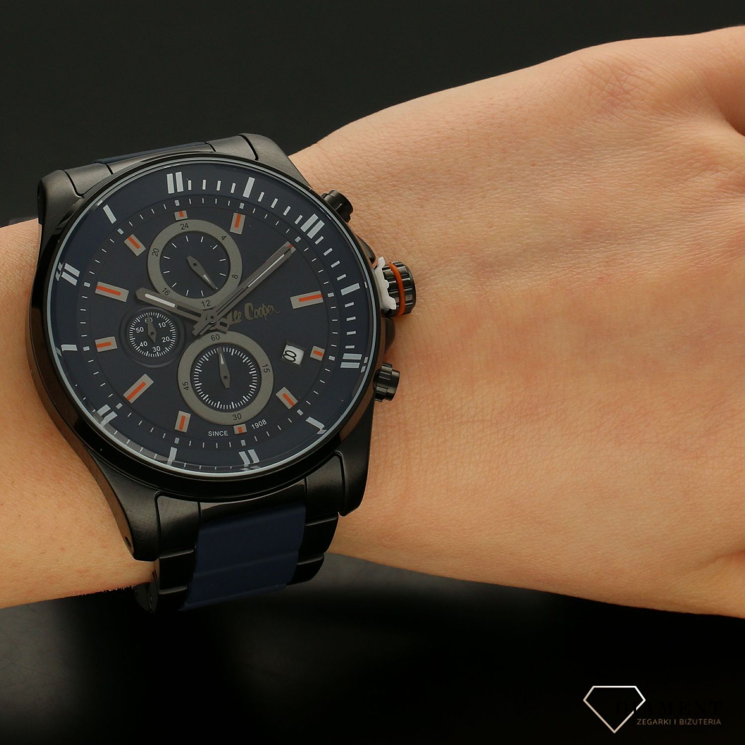 Zegarek męski na bransolecie niebiesko-czarnej Lee Cooper LC06976.690.jpg