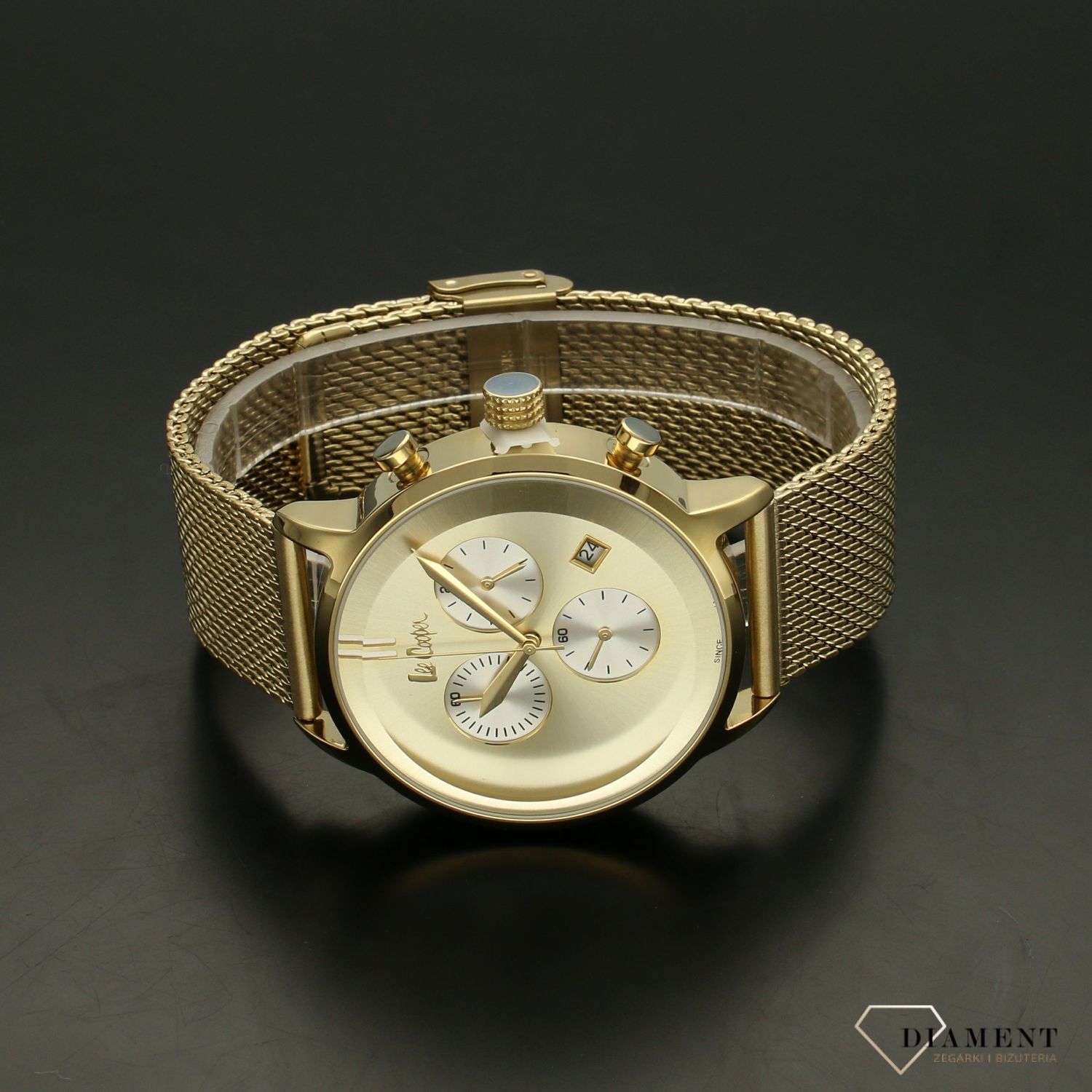 Zegarek męski na złotej bransolecie siatkowej Lee Cooper LC06987.110.x.jpg