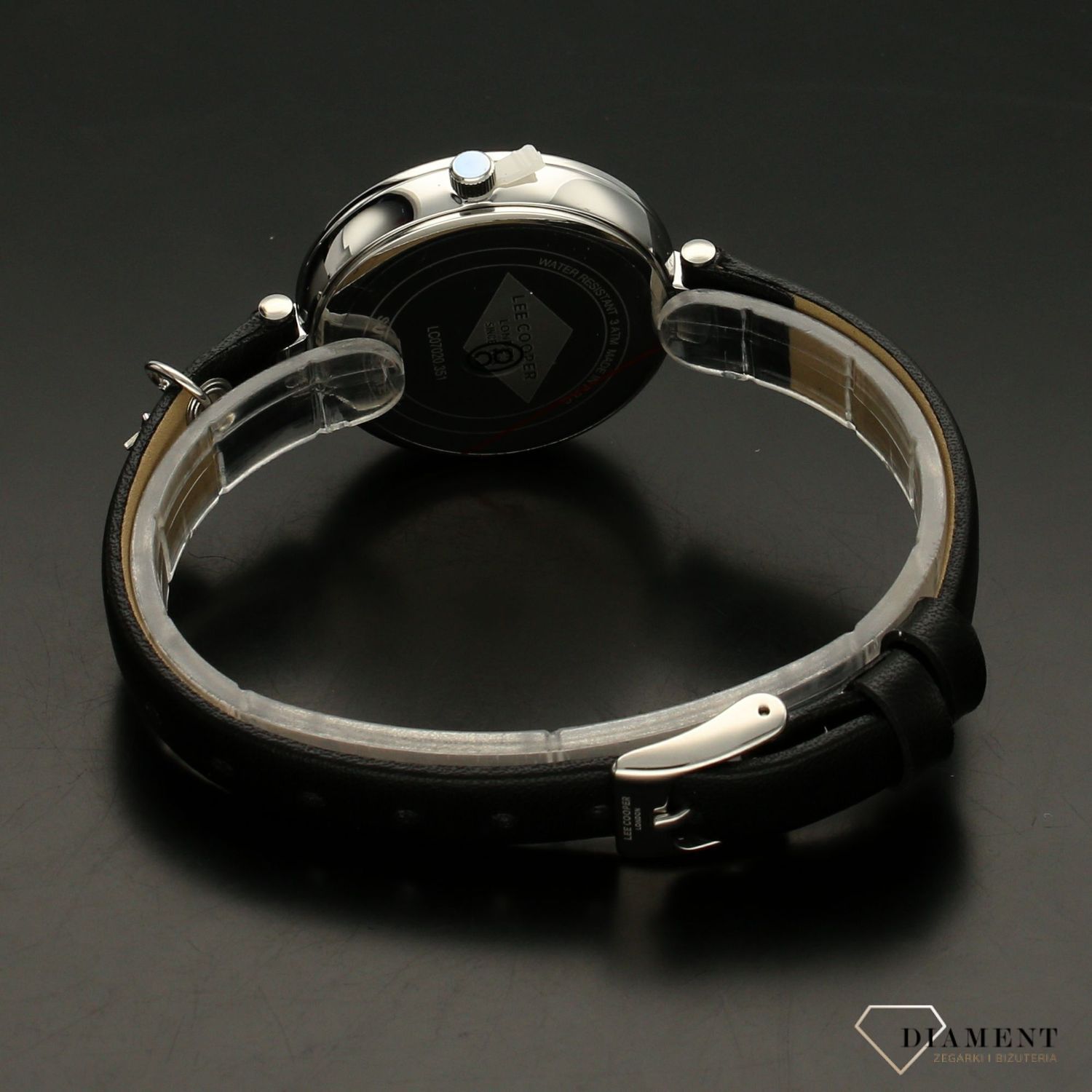 Zegarek damski Lee Cooper 18 SPRING LC07020.351 na czarnym pasku z ciemną tarczą. Dodatkowy charms (1).jpg