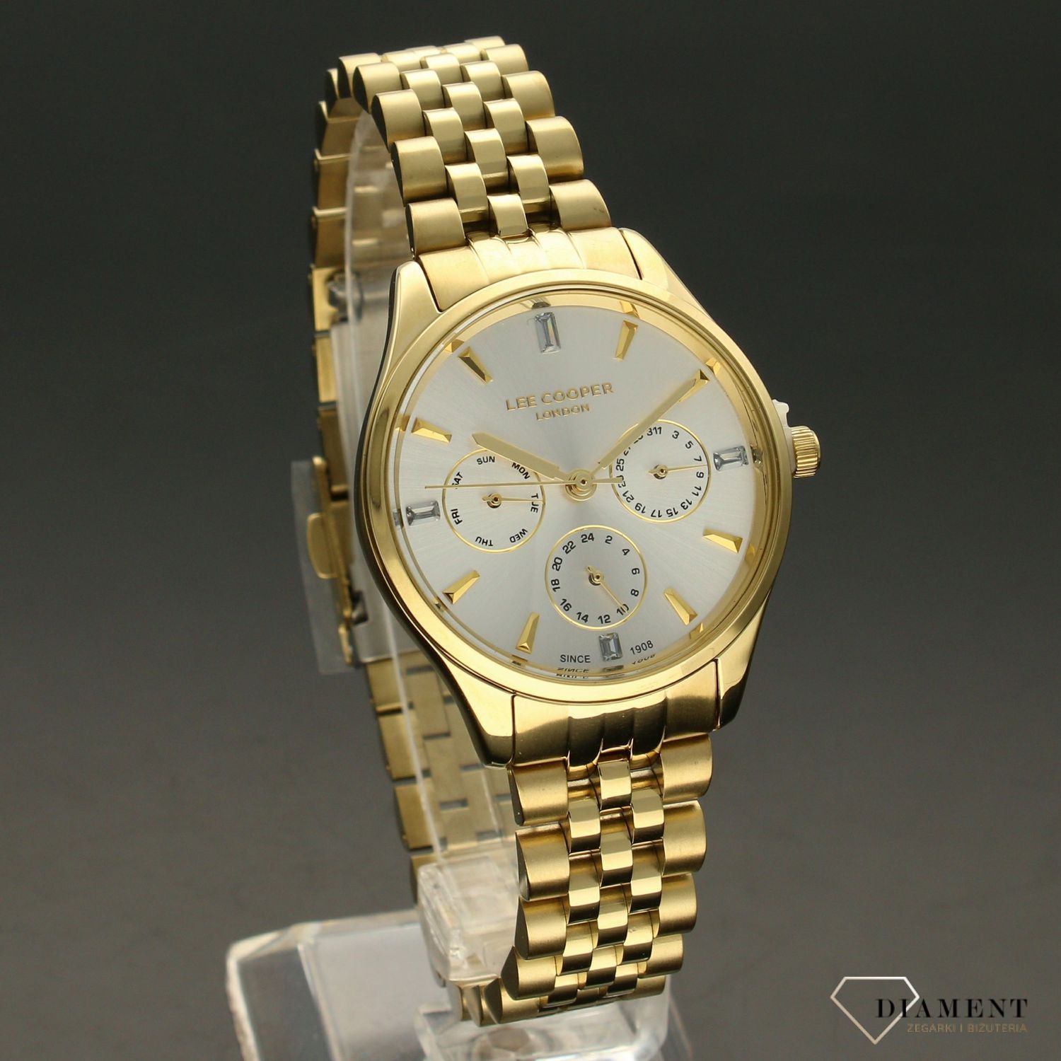 Damski zegarek złoty Lee Cooper ' Piękna Multidata' LC07037.130 (1).jpg