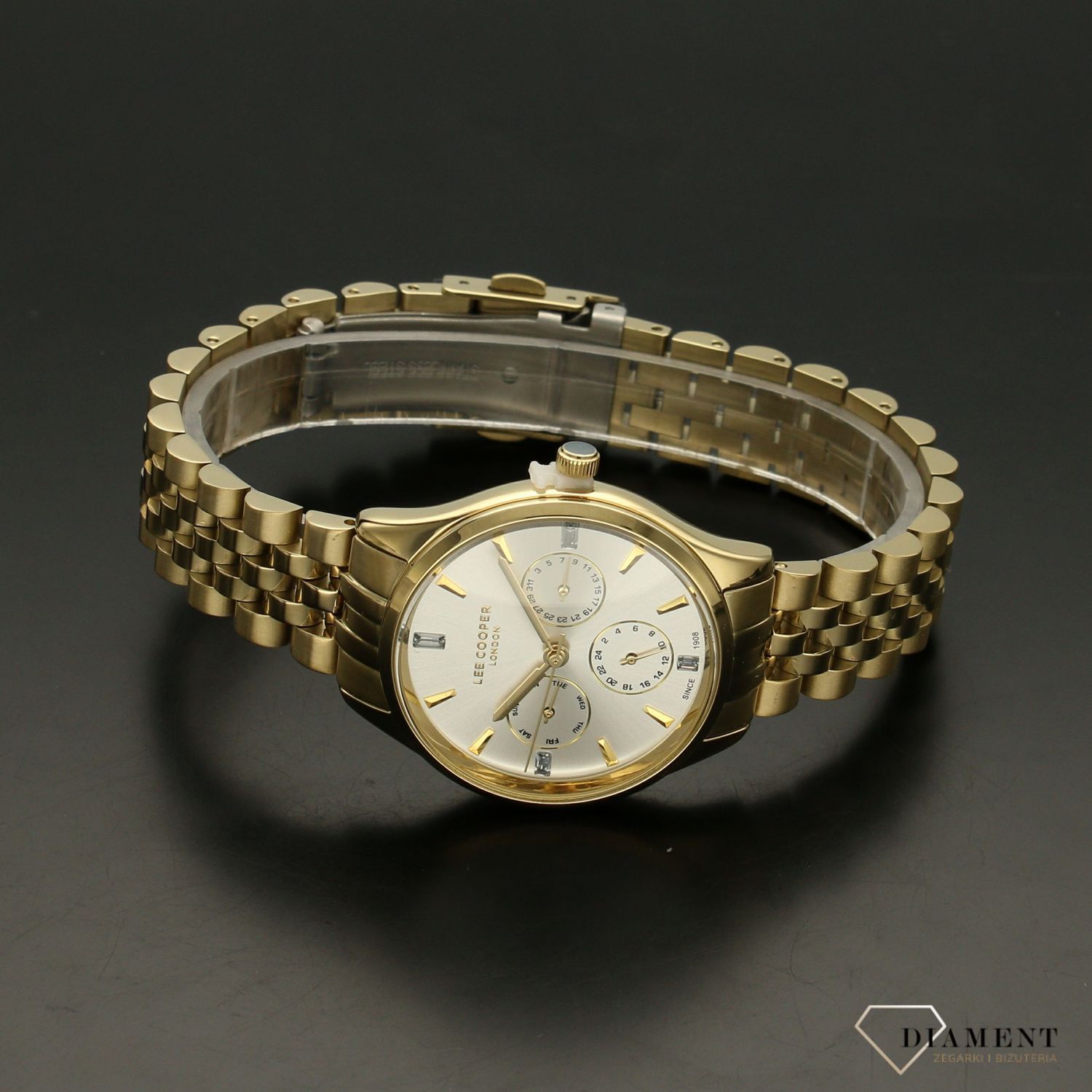 Damski zegarek złoty Lee Cooper ' Piękna Multidata' LC07037.130 (1).jpg