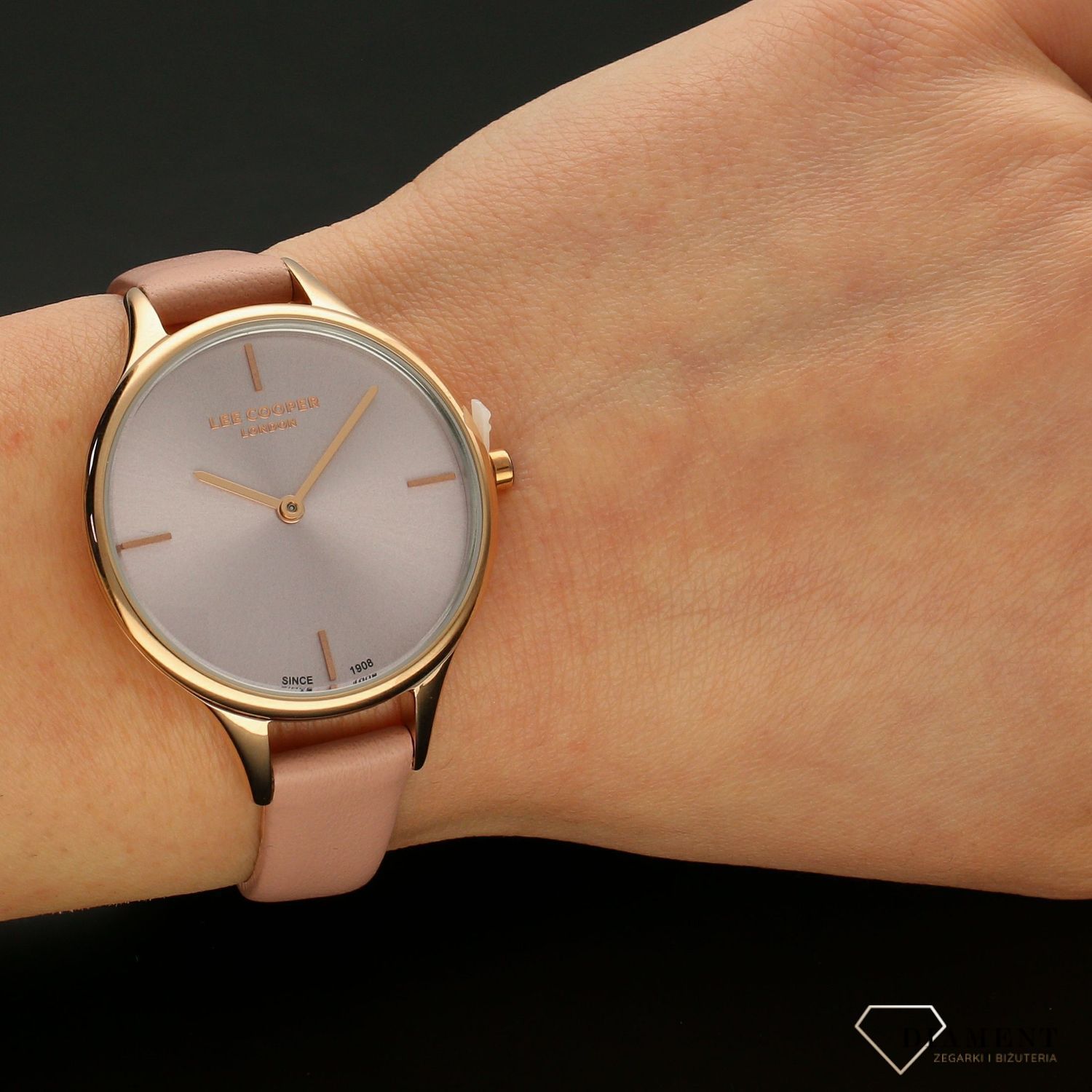 Zegarek damski na różowym pasku skórzanym LEE COOPER LC07099 (1).jpg