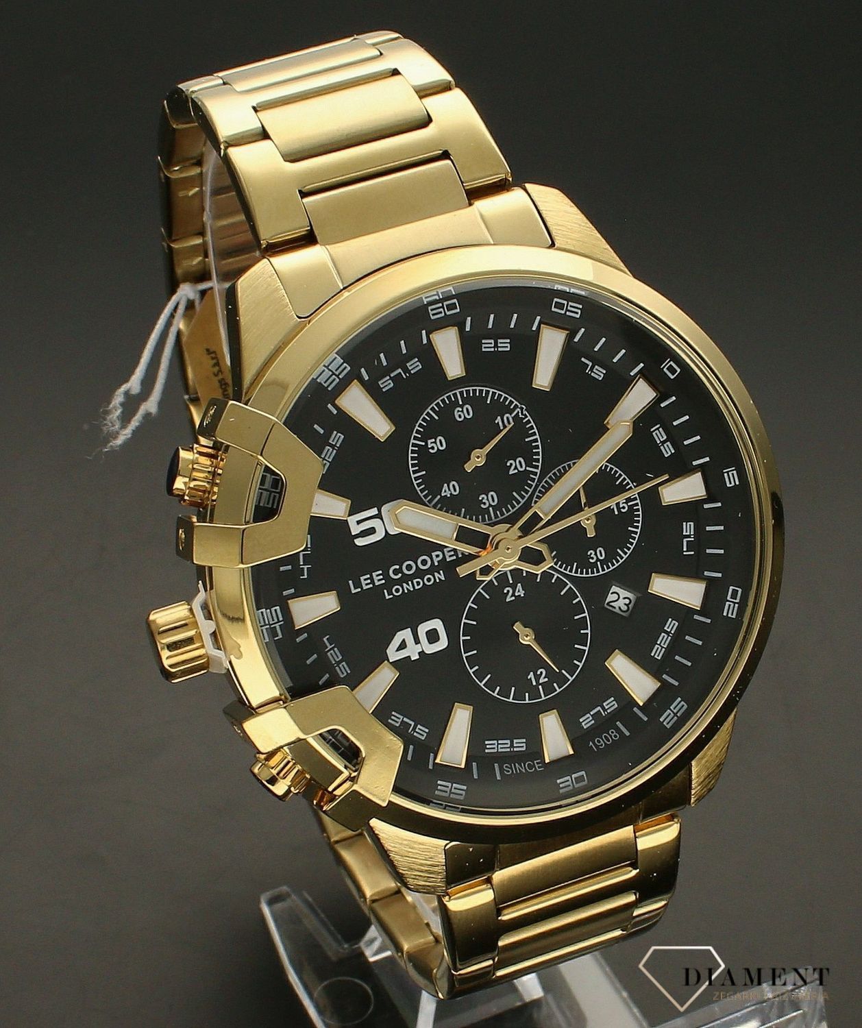 Zegarek męski na bransolecie Lee Cooper LC07469.250. Zegarek dla leworęcznych. zegarek złoty lee cooper. Zeagek męski na prezent. Tani zegarek na prezent..jpg