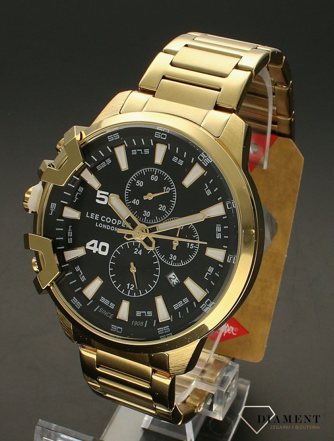 Zegarek męski na bransolecie Lee Cooper LC07469.250. Zegarek dla leworęcznych. zegarek złoty lee cooper. Zeagek męski na prezent. Tani zegarek na prezent..jpg