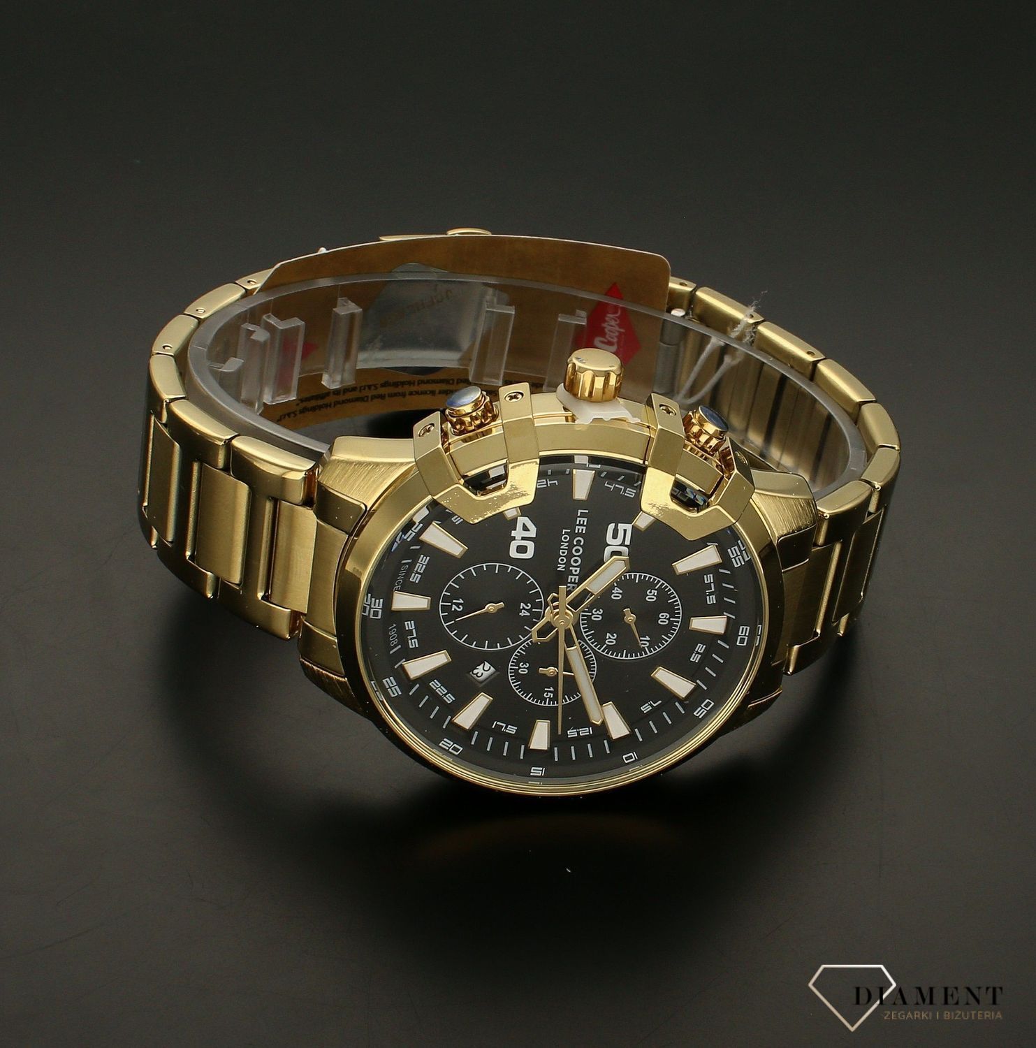 Zegarek męski na bransolecie Lee Cooper LC07469.250. Zegarek dla leworęcznych. zegarek złoty lee cooper. Zeagek męski na prezent. Tani zegarek na prezent..jpg