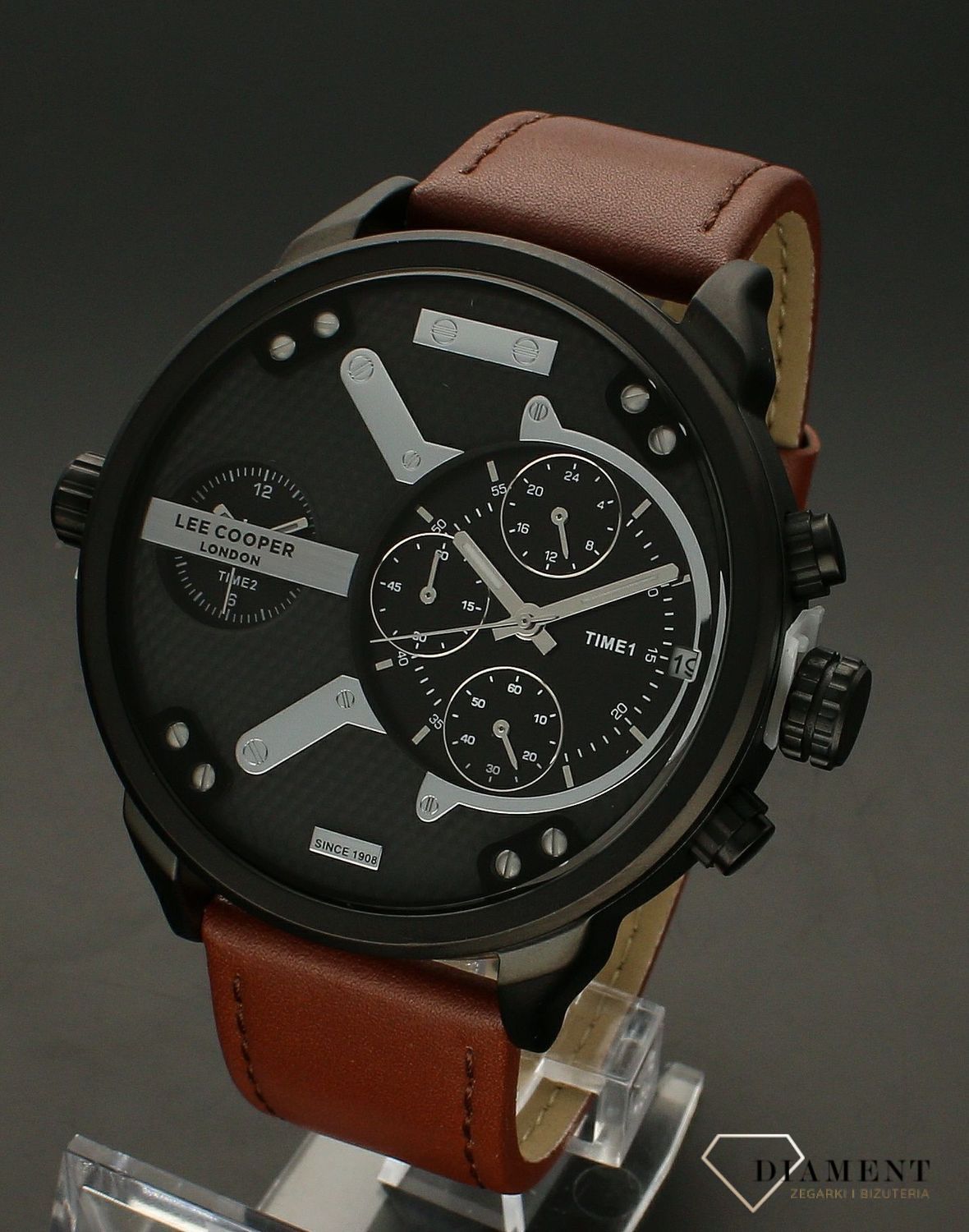 Zegarek męski  Lee Cooper LC07491.662 Dwa czasy. Zegarek podwójny czas. Zegarek a'la diesel. Zamiennik mr daddy. zegarek tani na prezent. Duży zegarek. Zegarek na dużą rękę..jpg