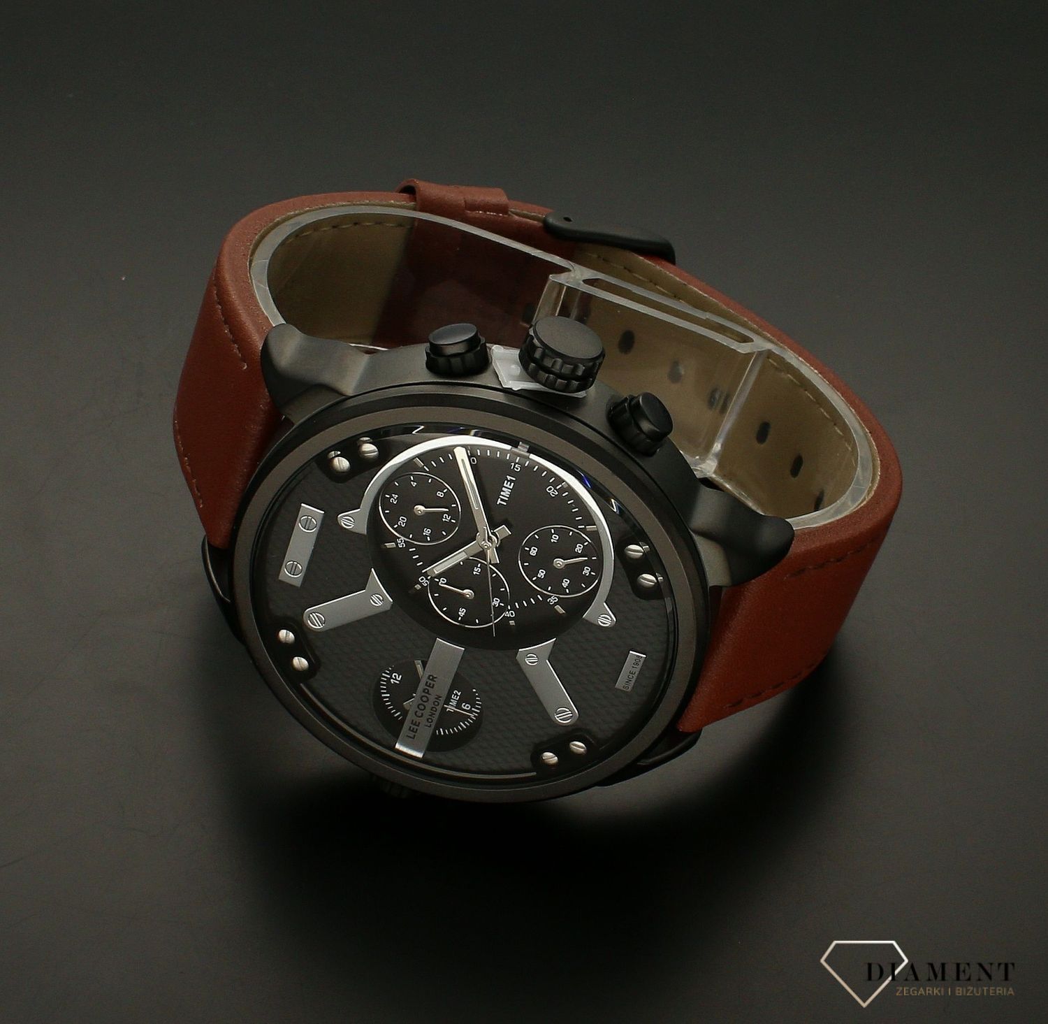 Zegarek męski  Lee Cooper LC07491.662 Dwa czasy. Zegarek podwójny czas. Zegarek a'la diesel. Zamiennik mr daddy. zegarek tani na prezent. Duży zegarek. Zegarek na dużą rękę..jpg
